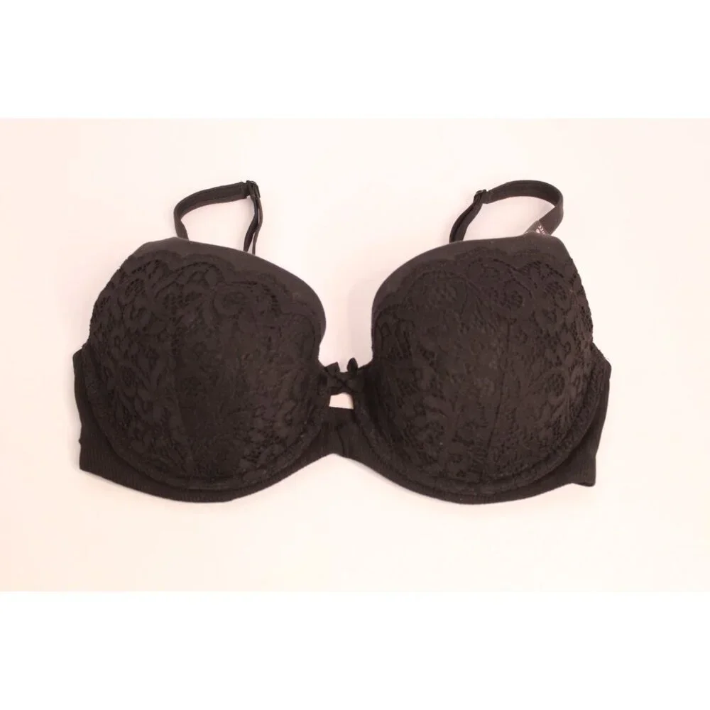 Victoria's Secret Bra Body‎ By Victoria Black 32DD Lace Padded Wired Push Up NWT